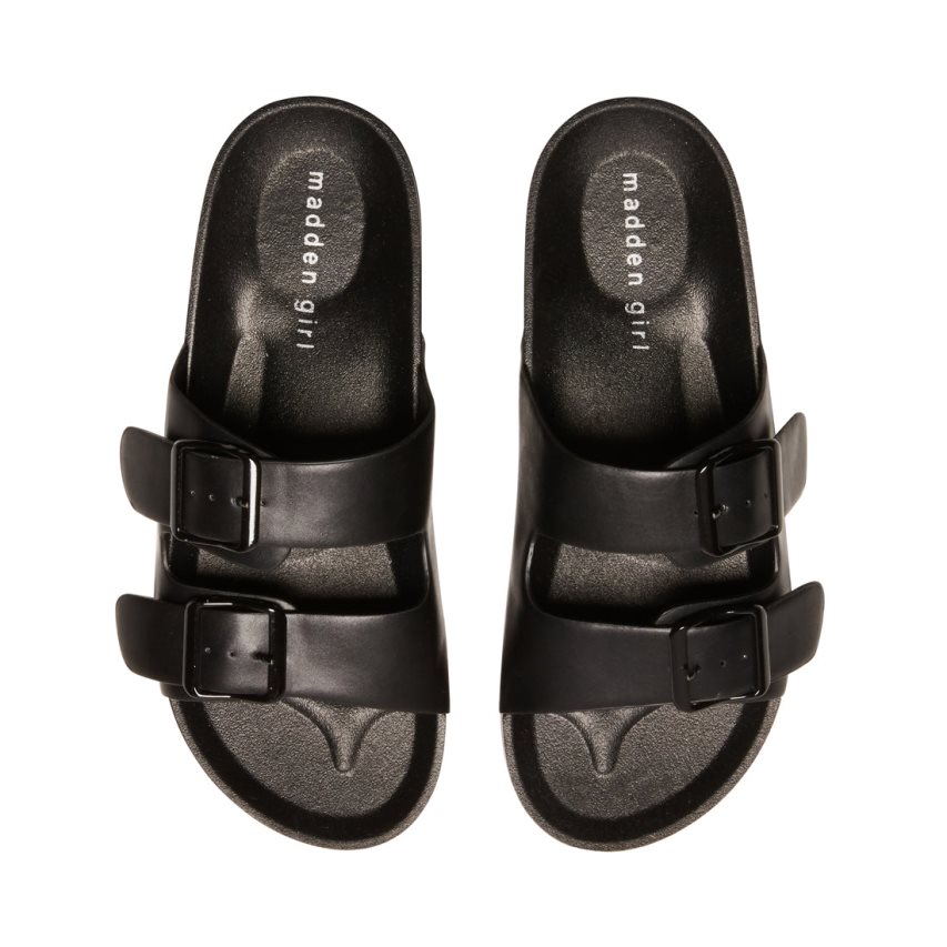 Black Steve Madden Teddy-t Women's Slides | PH 6075ZQW